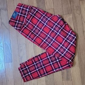 Crown and Ivy plaid red, white and blue stretchy leggings pant NWT women's Small
